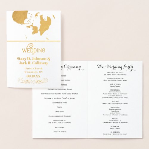 WEDDING PROGRAM Gold Confetti Typography
