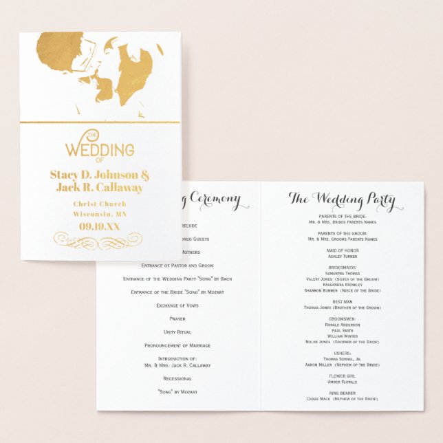 WEDDING PROGRAM Gold Confetti Typography (Display)