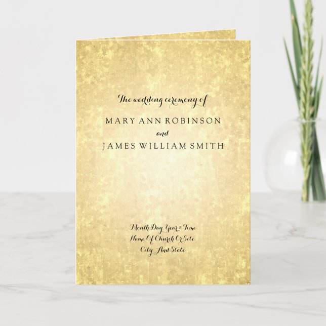 Wedding Program Gold Foil Look Stars Confetti (Front)