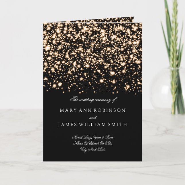 Wedding Program Gold Midnight Glam (Front)