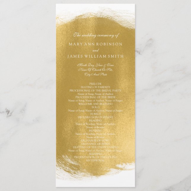 Wedding Program Gold Paint Look (Front)