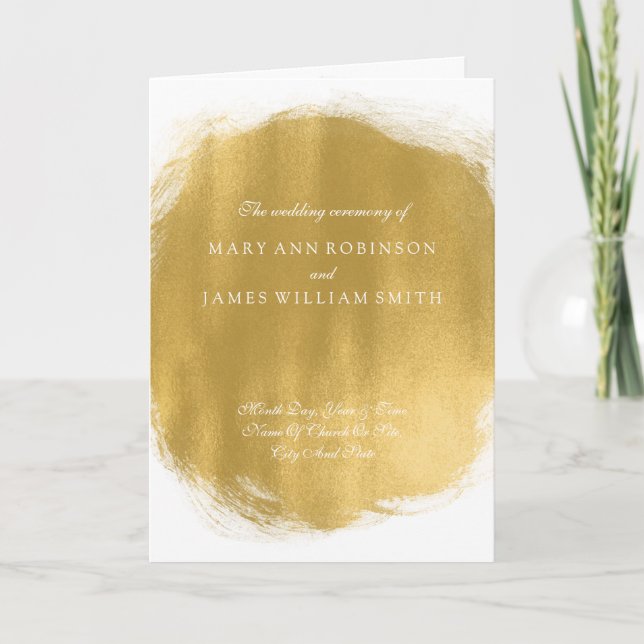 Wedding Program Gold Paint Look (Front)