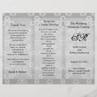 Wedding Program Gray Floral Flyer