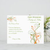 Wedding Program | Green Orange White| Floral (Standing Front)