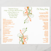 Wedding Program | Green Orange White| Floral (Back)