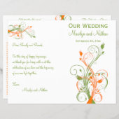 Wedding Program | Green Orange White| Floral (Front/Back)