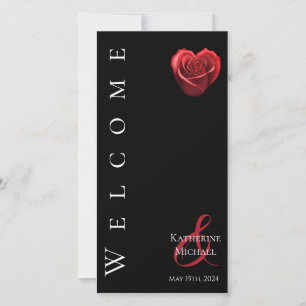 Wedding Program-Heart Shaped Red Rose-