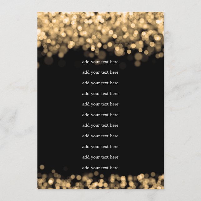 Wedding Program Insert Gold Lights (Front)