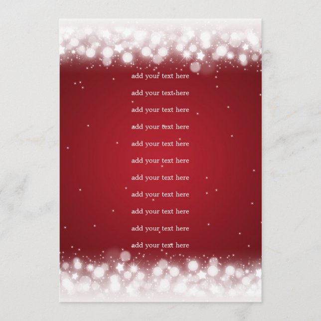 Wedding Program Insert  Magic Sparkle Red (Front)