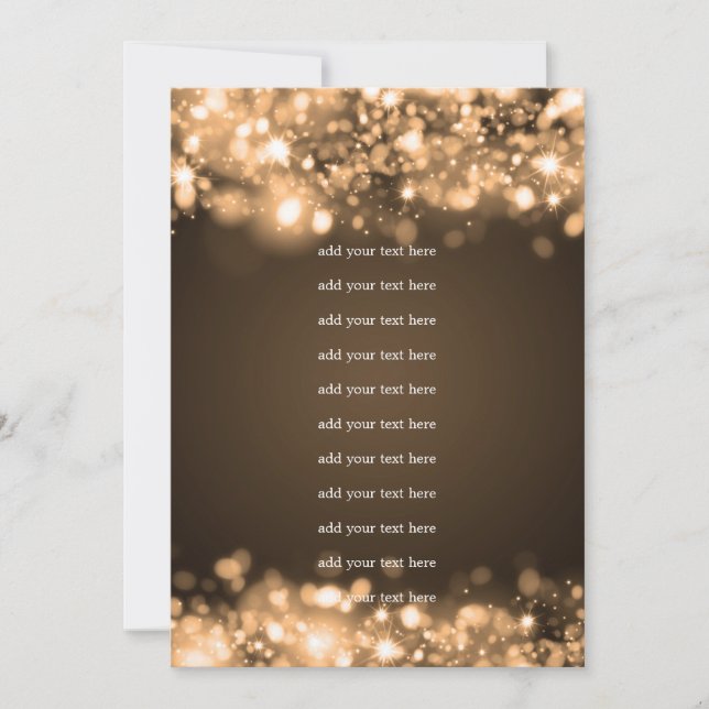 Wedding Program Insert Sparkling Lights Gold (Front)