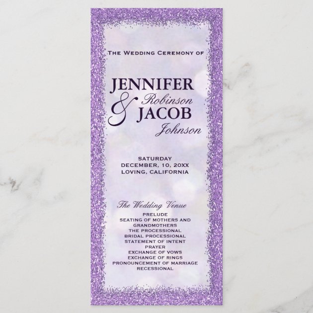 Wedding Program | Lavender With Glitter Frame