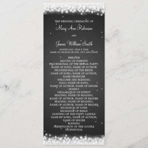 Wedding Program  Magic Sparkle Black