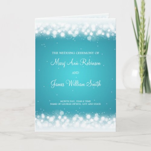 Wedding Program  Magic Sparkle Turquoise