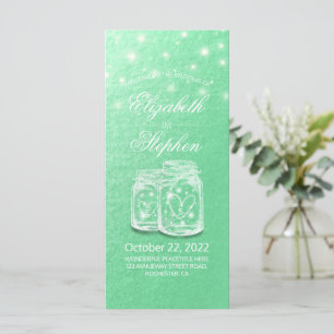 Wedding Program Mason Jars String Light Green Gold