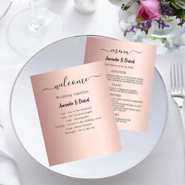Rose Gold Program Wedding Program Menu rose gold | Zazzle