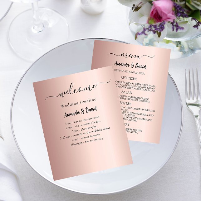 Wedding Program Menu rose gold budget Flyer (Creator Uploaded)