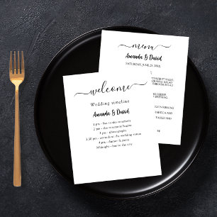 Wedding Program Menu white black budget Flyer