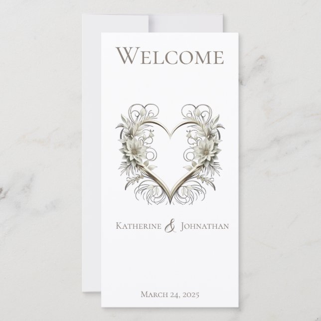Wedding Program-Modern Flowers with a Heart (Front)