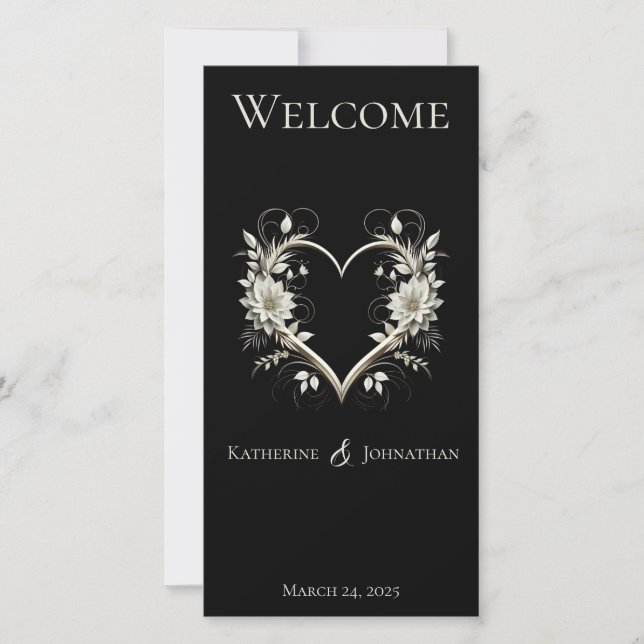 Wedding Program-Modern Flowers with a Heart (Front)