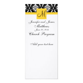Wedding Program Monogram Black White Damask