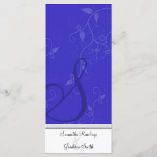 Wedding Program - Monogram Royal Blue Floral
