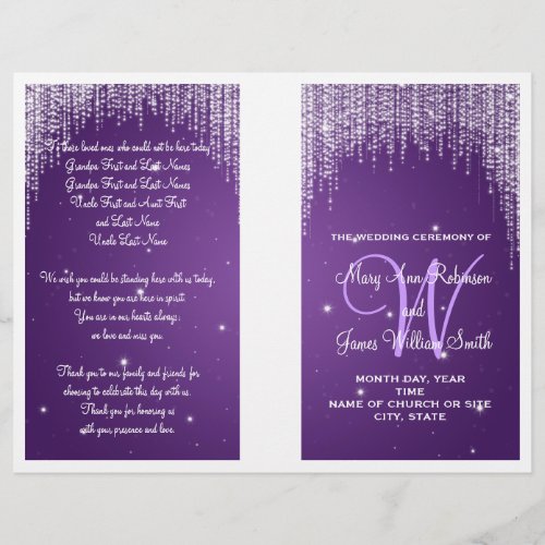 Wedding Program Night Dazzle Purple