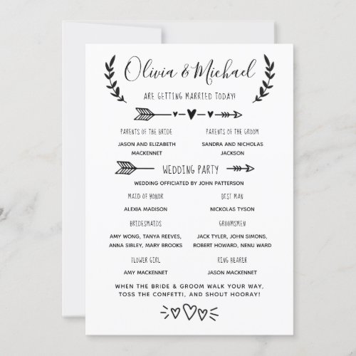 Wedding Program Order of Events