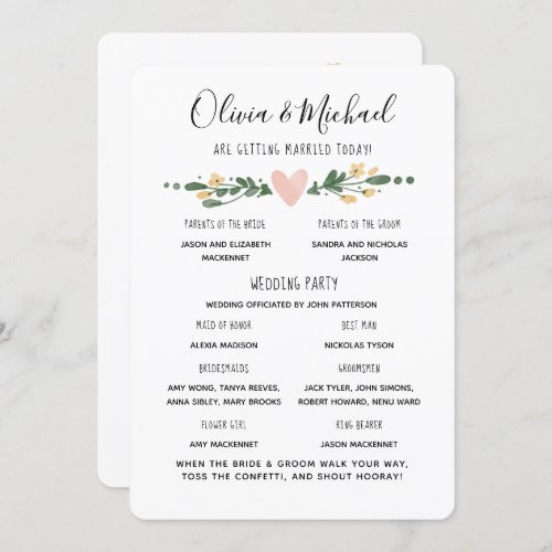 Wedding Program Order of Events