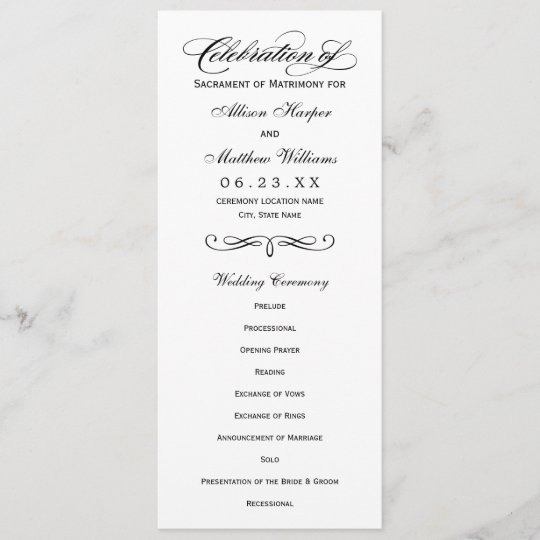 Elegant Script Order Of Service Simple Modern Custom Program Long