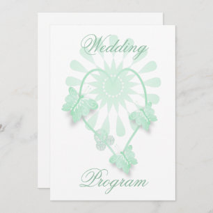 Wedding Program Peppermint Butterflies Heart