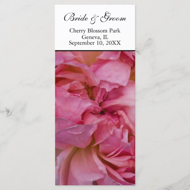 Wedding Program - Pink Rose Card (Front)