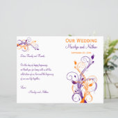 Wedding Program | Purple Orange White| Floral (Standing Front)