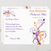 Wedding Program | Purple Orange White| Floral (Front/Back)