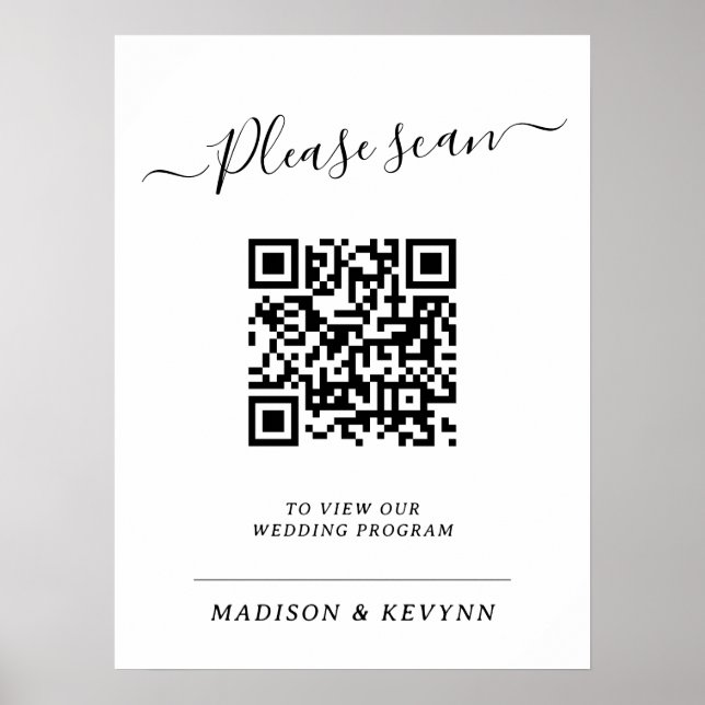 Wedding Program QR Code Poster (Front)