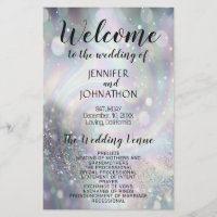 Wedding Program | Rainbow Bokeh Glitter
