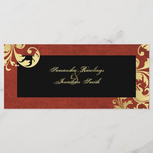 Wedding Program _ Royal Red  Gold Shimmer Floral