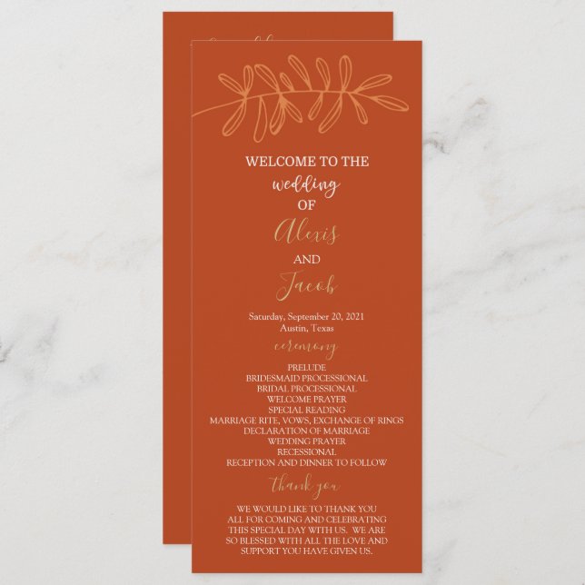 Wedding Program - Rust (Front/Back)