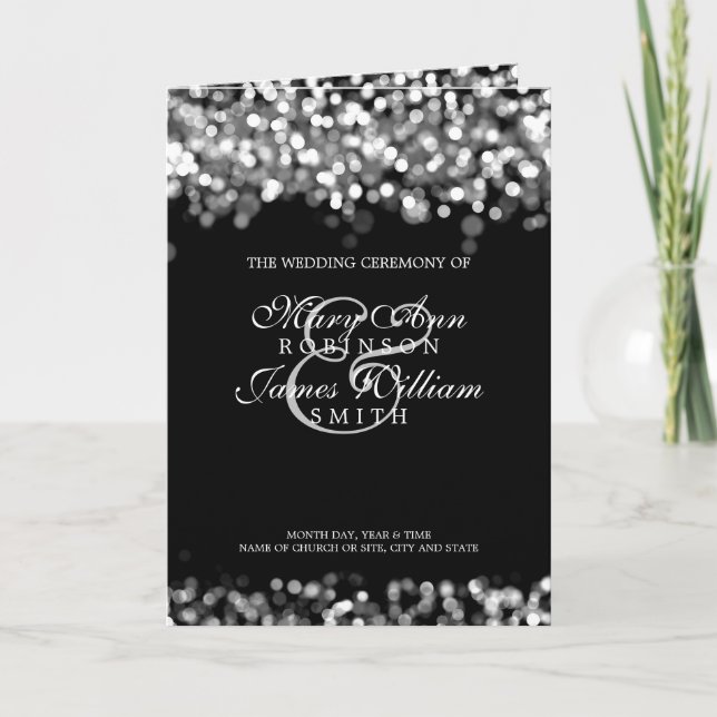 Wedding Program Silver Lights (Front)