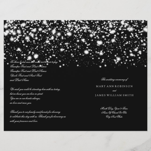 Wedding Program Silver Midnight Glam (Front)