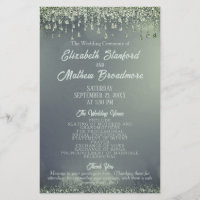 Wedding Program | Soft Crystal Glitter Mint