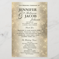 Wedding Program | Soft Gold Glitter Look