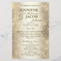 Wedding Program | Soft Gold Glitter Look