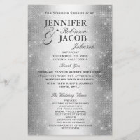 Wedding Program | Soft Silver Glitter Look