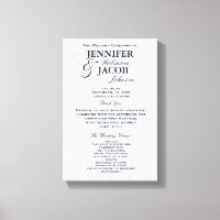 Wedding Program | Soft Silver Glitter Look Canvas Print