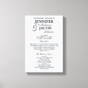 Wedding Program Soft Silver Glitter Look Canvas Print