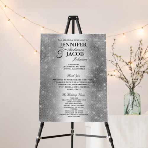 Wedding Program  Soft Silver Glitter Look Foam Board