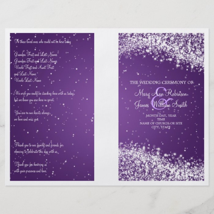 Wedding Program Sparkling Wave Purple Custom Flyer