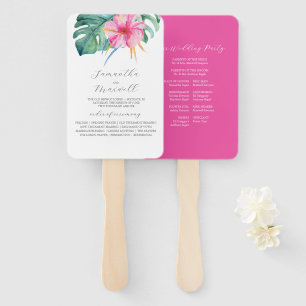 Wedding Program Template Fans Pink Flower