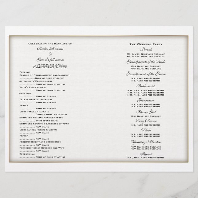 Wedding program template (four) (Front)