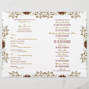 "Wedding program" vintage burgundy gold